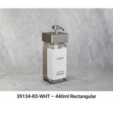 SOLera Liquid Dispenser Bracket color Satin Silver with 1-Chamber 440mL Rectangular Bottle & Pump with Std. White Labels