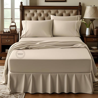TC-180 FLAT SHEETS percale fabric color Bone QUEEN sizes Hospitality Beds  Thomaston Mills