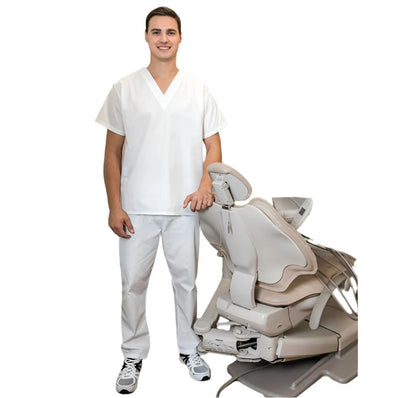 Cook Shirt SHORT SLEEVE V-Neck Twill P/C Color White