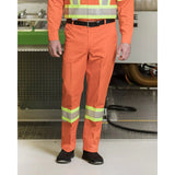 Work Pants Poly/Cotton with 4â€ Relfective/Silver Tape, Button Closures Color Orange Available sizes S-XL (Sold as 3's/ Pack)
