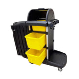 High Security Janitorial Cart with Hood and Lock - 50"L x 23"W x 54.5"H color:Black
