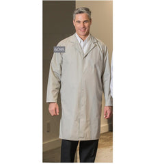 Menâ€™s Premium Lab Coats Poly Cotton Snap Closures Fabric twill 5.5oz Poplin 65/35 Poly/Cotton design No Pockets Color WHITE Available sizes XS-XL (Sold as 6's/ Pack)