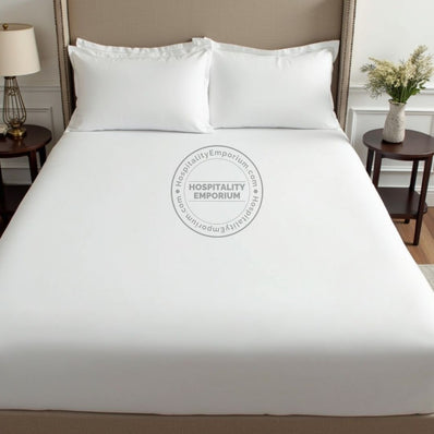TC-180 FITTED SHEETS percale fabric White size FULL Beds Hospitality  Thomaston Mills
