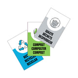Slim Lid with Recycling/Organics/Waste Stations stickers - 4.25""W x 6.375""H Recycling/Waste/Organics
