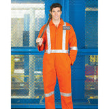 Coveralls Poly/Cotton Twill with 2â€ Silver Tape Concealed Two-Way Zipper, Action-Back, Multiple Pockets Available sizes Reg-Tall Color Orange (Sold as 1's/ Pack)