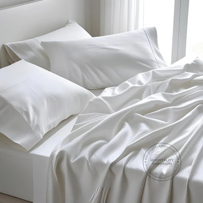 TC-200 FLAT SHEETS Percale Fabric White Queen size Hospitality Beds  Thomaston Mills
