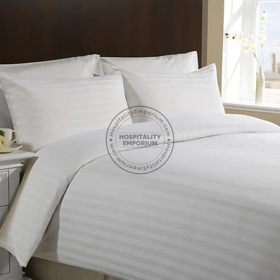 TC-250 FITTED SHEETS Premium 10mm Wide STRIPED Tone-On-Tone White Royal Suite TWIN Beds  Thomaston Mills