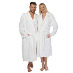 Plush Fleece (100%P Coral) Extra Soft 400GSM Shawl Collar Spa Robes Unisex White Size: 2XL 3/Pack