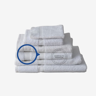 WHITE Economy Bathmats Cam Border Cotton-Poly Blend 20x30" #7.0 lbs/ dz