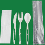 7'' CPLA Fork, Knife, Spoon, Napkin wrapped with Compostable Film