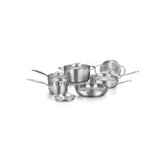 10 pc CuisinArt Classic Collectionî Brushed Stainless Steel Cookware Set