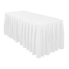 Table Skirts Basic Poly Pleated 14 ft.length std. height for 6/ 8ft tables color: White
