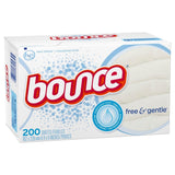 Bounce free and gentle fabric softener dryer sheets