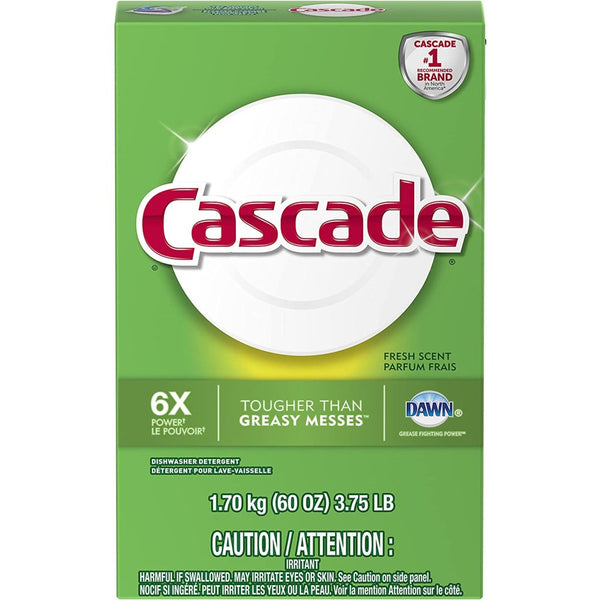 Cascade® Complete Powder Dishwasher Detergent, Fresh Scent, White, 1.7
