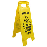 Yellow Multi-Lingual "Caution" Wet Floor Sign Pop-Up Safety