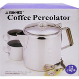 Coffee Percolator in Stainless Steel Gift Box 12 Cup