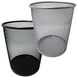 11" Wastebasket with Metal Mesh Color Black/Silver
