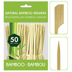Bamboo Skewer with Paddle End 50 Pieces Dimensions 3.5"