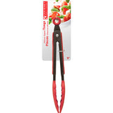 9" Silicone Red Tipped Tongs Color Red