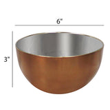 6" Stainless Steel Bowl with Copper Tone Dimension 6"x3"
