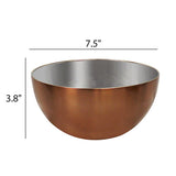 7.5" Stainless Steel Bowl with Copper Tone Dimension 7.5"x3.8"