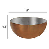 9" Stainless Steel Bowl with Copper Tone Dimension 9"x4.5"