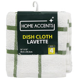 Dish Cloth 4Pk Dimensions 12" x12" Color Green/White