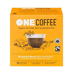 OneCoffee Breakfast Blend Medium Roast K-Cups Pods Coffee Certified Organic Fair Trade Packing 