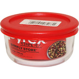 Pyrex Round Storage Dish with Lid 1 Cup Dimension 3.5"x1.7" Color Red
