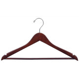 Walnut/ Cherry Finish Suit Hangers with wooden bar Hotel guest closets 24's Pack