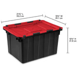 Industrial Tote Box w/Hinged Lid 12 Gallon Dimensions 22"x16"x13"