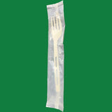 CPLA 7'' Fork with Indiviually Wrapped with PLA Film ( Compostable ) 1000 units/ Pack