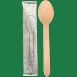 6.25" Wooden Spoon with Individually Kraft Paper Wrapped ( 100% Compostable & Recyclable ) 1000 units/ Pack