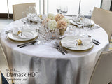 Table Cloth 54"x120"Fabric 6.4 oz. 100% Spun Filament Poly Milliken USA "Damask Leaf" color WHITE