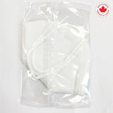 Folding Masks 5PLY WHITE Ear Loops (No Valve) Individually Wrapped 10's/ box (MADE IN CANADA Lic#14804)