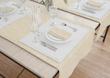 Table Cloth 54"x120" Fabric 6.4 oz. 100% Spun Filament Poly Milliken USA "Damask Leaf" color IVORY