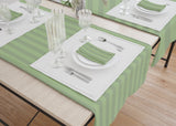 Table Cloth 132"x132"Fabric 6.4 oz. 100% Spun Filament Poly Milliken USA "Damask Stripe" color CELERY pattern