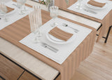 Table Cloth 54"x96" Fabric 6.4 oz. 100% Spun Filament Poly Milliken USA "Damask Stripe" color SANDALWOOD