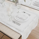 Table Cloth 85"x85"Fabric 6.4 oz. 100% Spun Filament Poly Milliken USA "Damask Rose" color WHITE