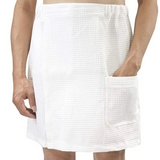 Waffle C-P blend Fabric Spa Men's Bath Body Waist Wrap with Velcro & Snap + Pockets size: Std.