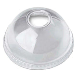 PLA Dome Lid w / Hole for 12-20oz PLA Compostable Cup ( 100% Compostable )