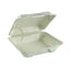 6' x 6'' x 3'' Sugar Cane Fibre Clamshell ( White ) 100% Compostable 500/Pack