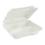 8'' x 8'' x 2.5'' Sugar Cane Fibre Clamshell 3 Cpompartments ( White ) 100% Compostable 200/Pack