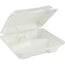 9'' x 9'' x 3'' Sugar Cane Fibre Clamshell 3 Cpompartments ( White ) 100% Compostable 200/Pack