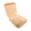8.5''x8''x2.75'' Sugarcane Fibre Natural Kraft Clamshell (100% Compostable & Recyclable) 200 units/Pack