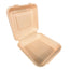 9''x9''x3'' Sugarcane Fibre Natural Kraft Clamshell (100% Compostable & Recyclable) 200 units/Pack