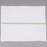 Bar Towels Ribbed Terry 100%Cotton size 16"x 19" #32oz. color: WHITE with GREEN Stripe