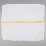 Bar Towels Ribbed Terry 100%Cotton size 16"x 19" #32oz. color: WHITE with YELLOW Stripe