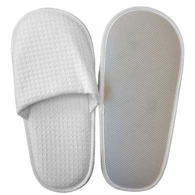 Washable Waffle Close Toe Indoor Slippers Ind. Bag XL  rubber Sole size 12" White Packing
