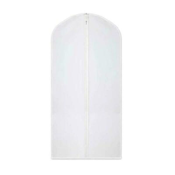 Coat Covers 42"x24" Zippered for Guest Closets White Non-Woven Poly Fabric Washable Packing 12's / Box
